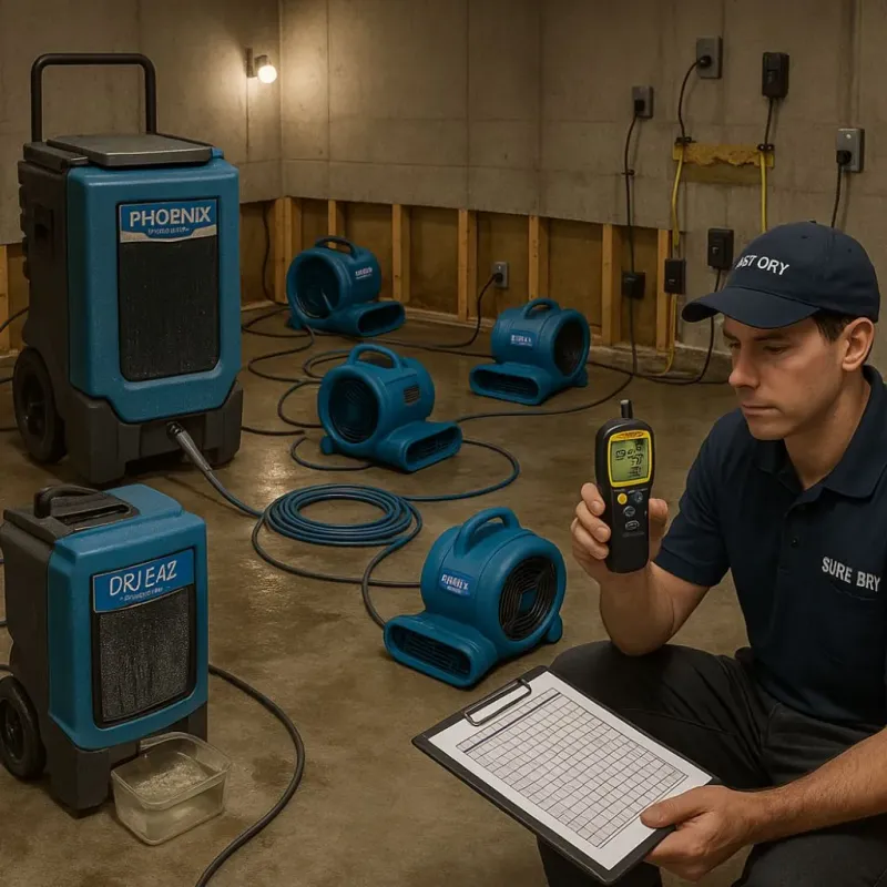 Structural Drying and Dehumidification process in Martinsville, IN